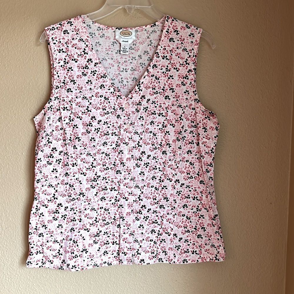 Talbots v-neck‎ vest top button up pinks L